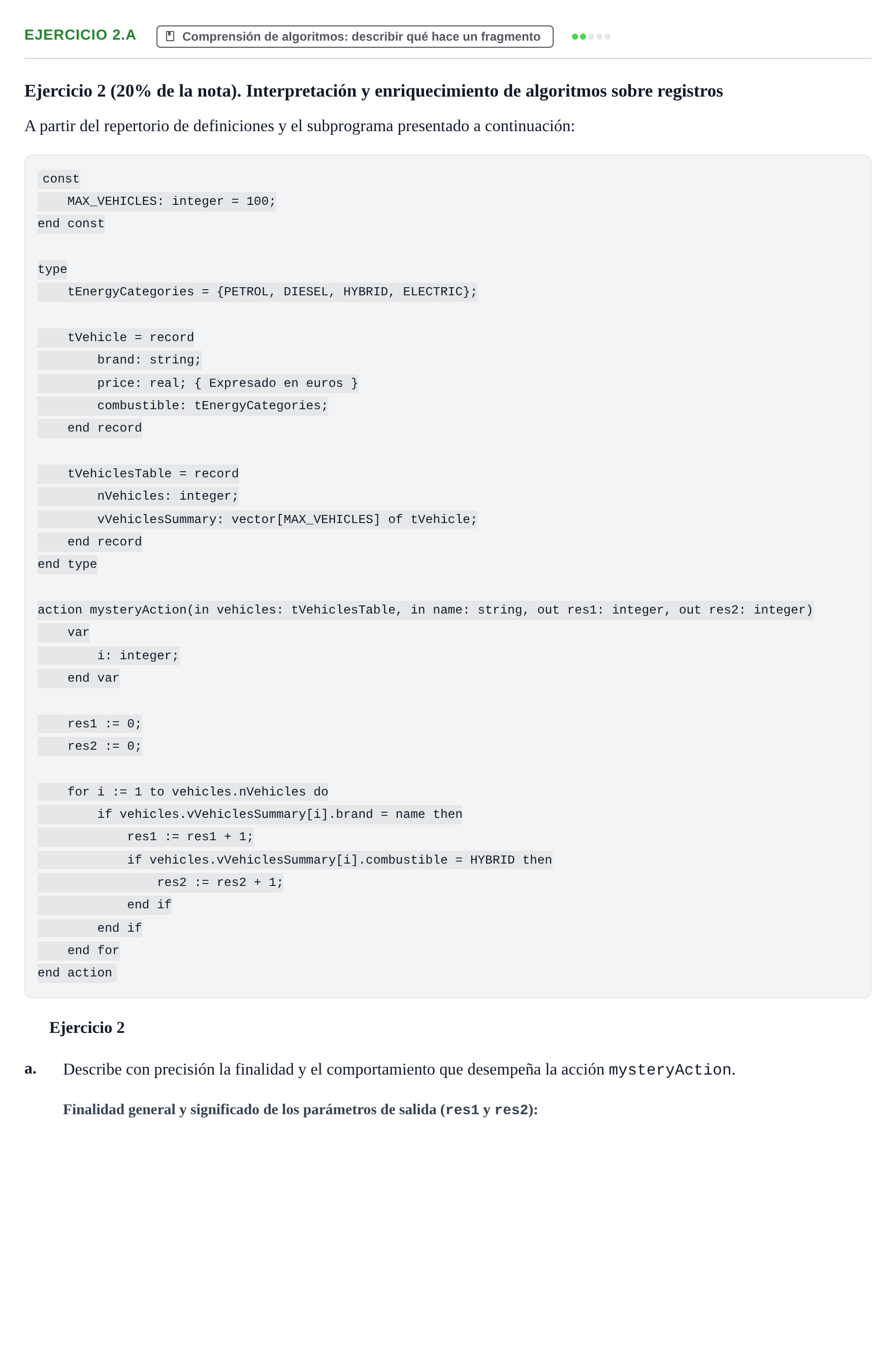 Enunciado: Ejercicio 2.a - Comprensión de algoritmos · Fundamentos de Programación UOC Juny 2022