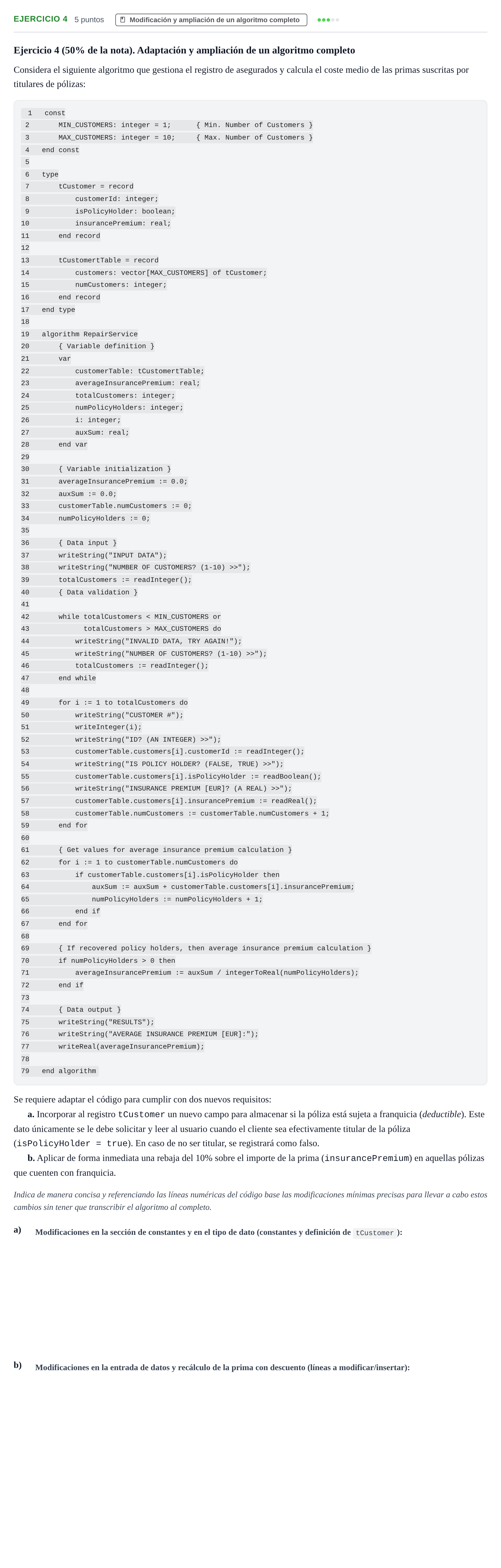 Enunciado: Ejercicio 4 · Fundamentos de Programación UOC Juny 2022