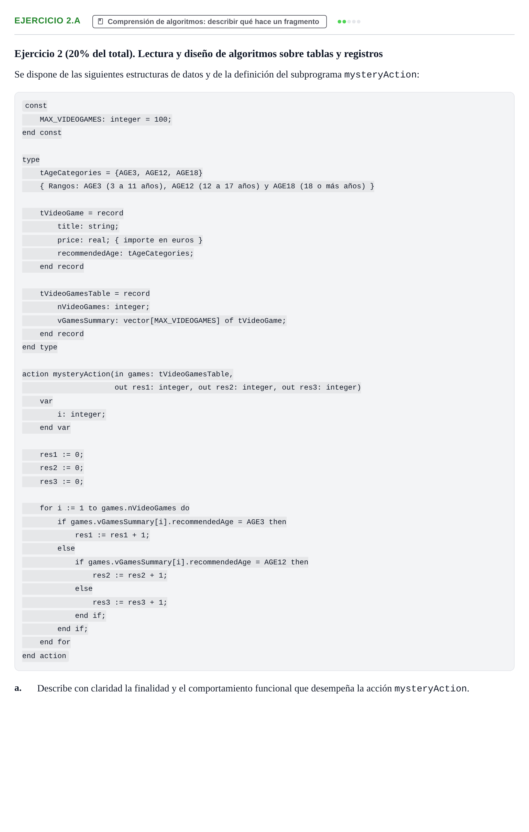 Enunciado: Ejercicio 2.a - Comprensión de algoritmos · Fundamentos de Programación UOC Juny 2022