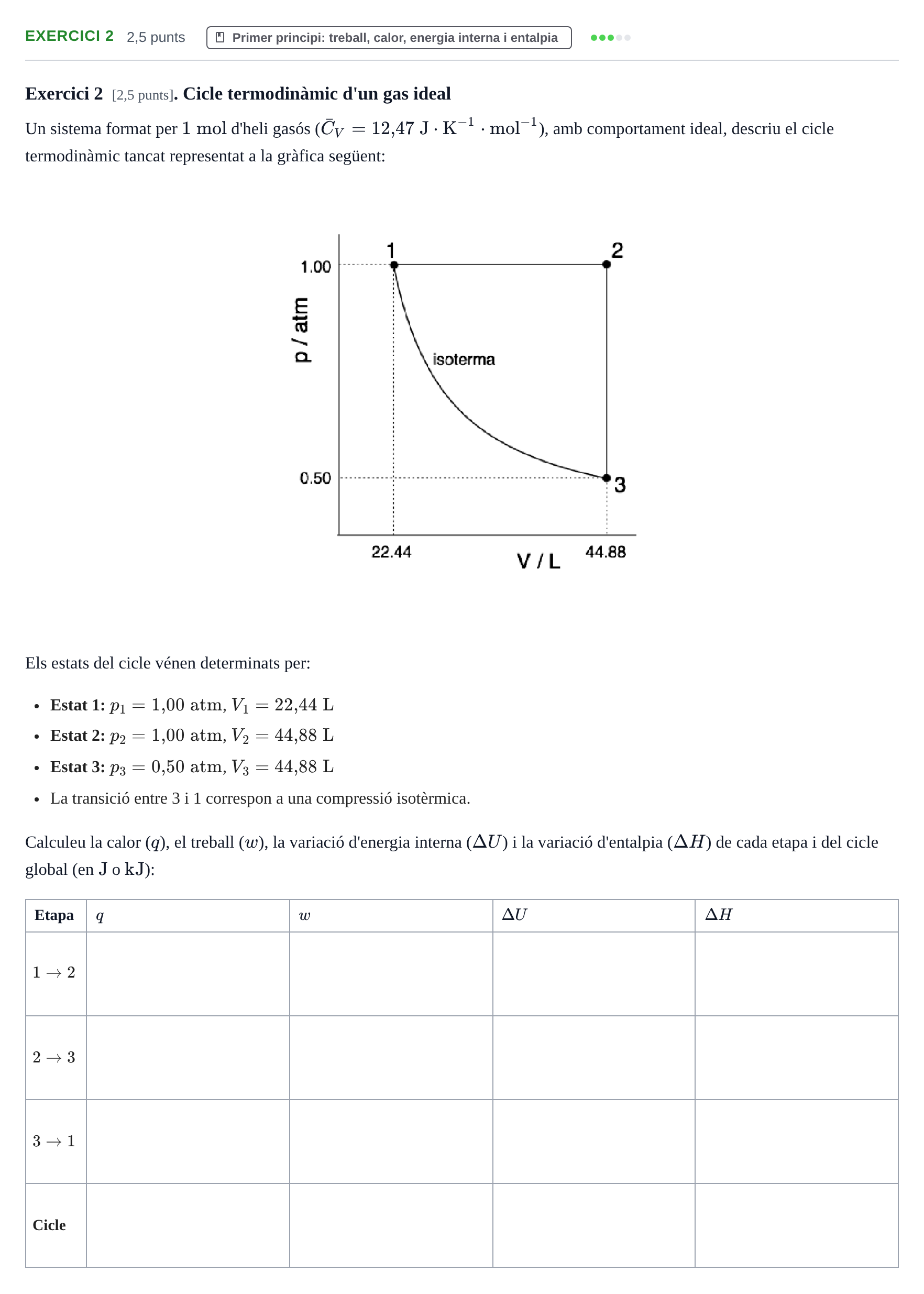 Enunciado: Exercici 2 · Química Física I UB 2019