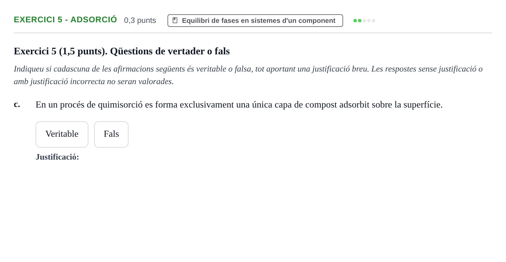Enunciado: Exercici 5 - Adsorció · Química Física I UB 2021