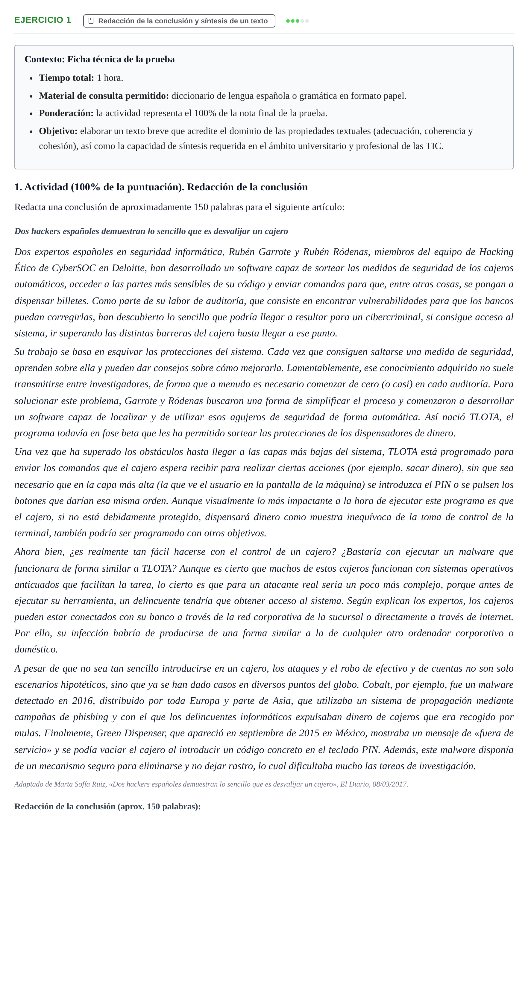 Enunciado: Problema 1 · Competencia comunicativa para profesionales de las TIC UOC 2018
