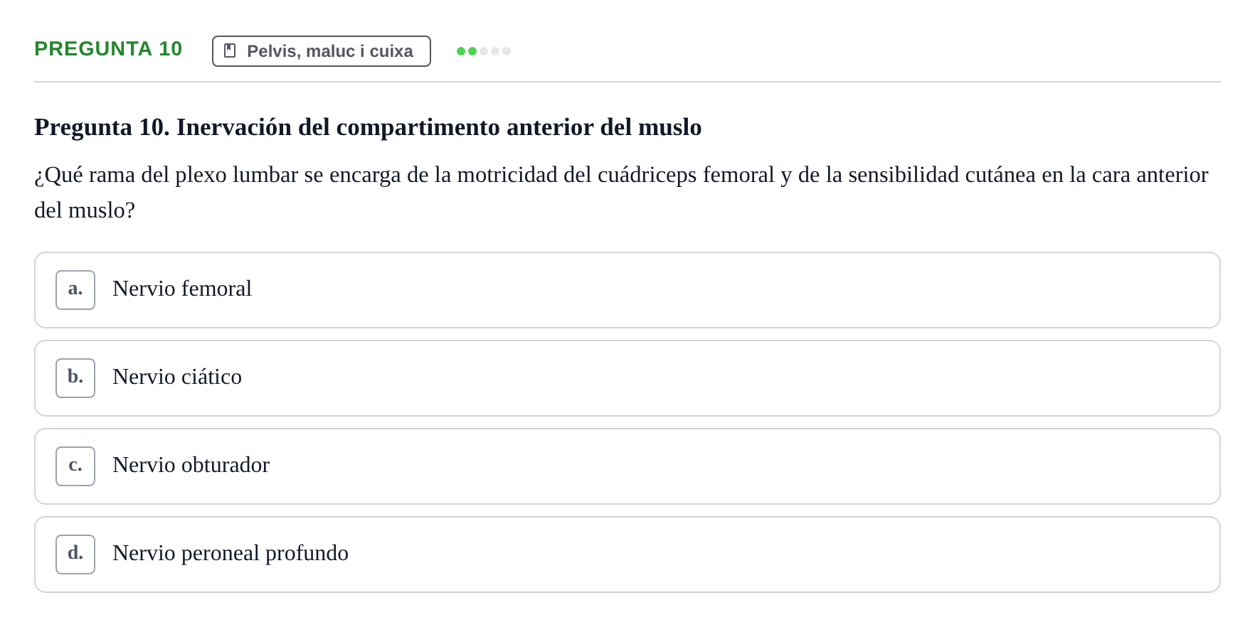 Enunciado: Pregunta 10 · Anatomía I UAB 2024