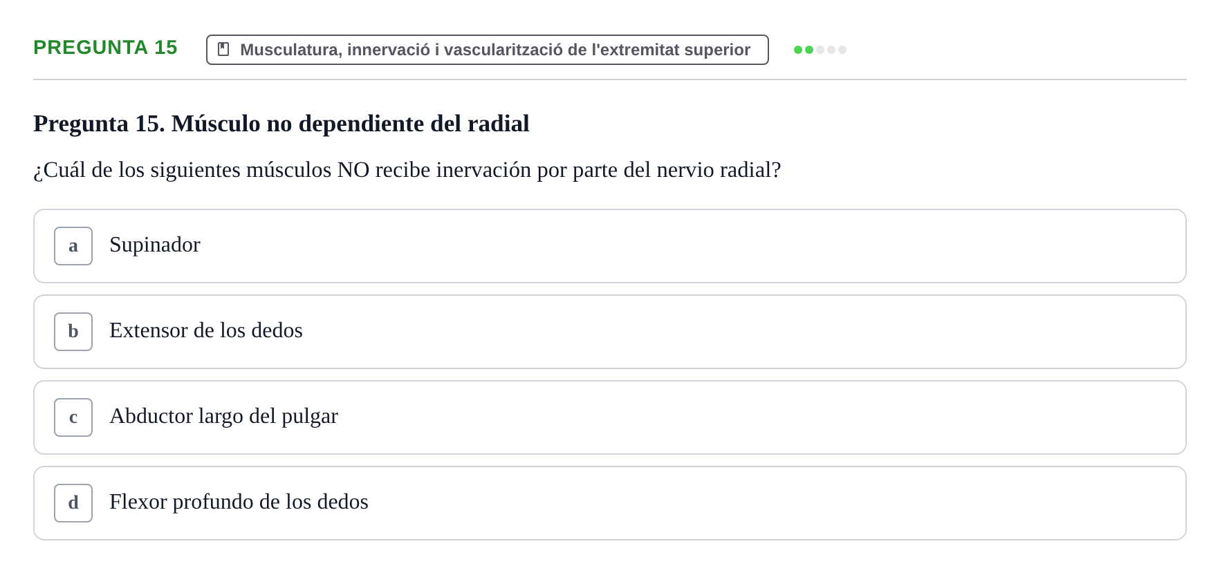 Enunciado: Pregunta 15 · Anatomía I UAB 2024