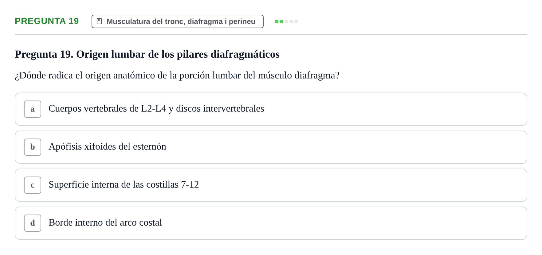 Enunciado: Pregunta 19 · Anatomía I UAB 2024
