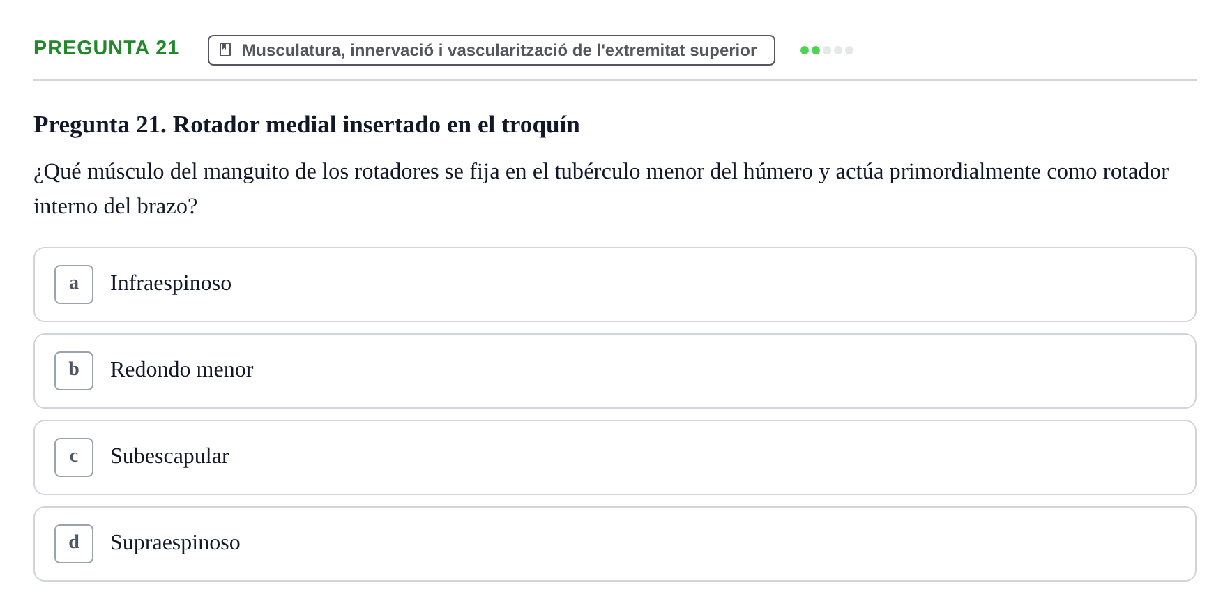 Enunciado: Pregunta 21 · Anatomía I UAB 2024
