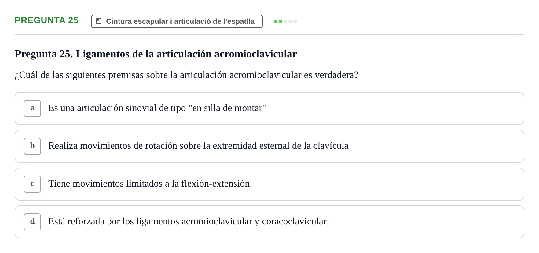 Enunciado: Pregunta 25 · Anatomía I UAB 2024