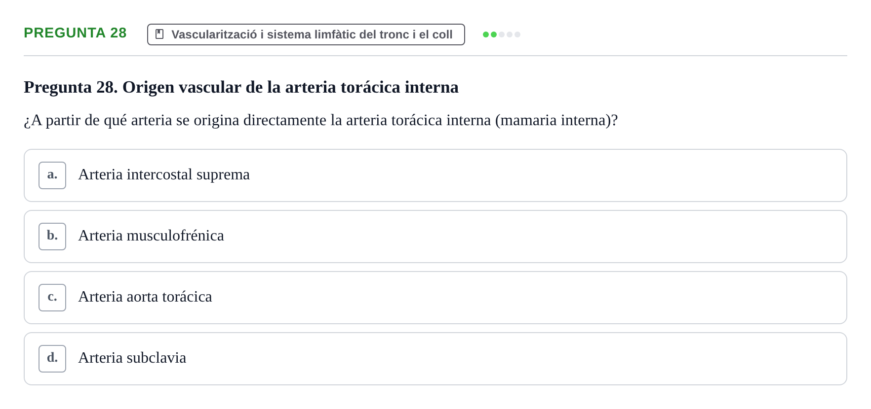 Enunciado: Pregunta 28 · Anatomía I UAB 2024