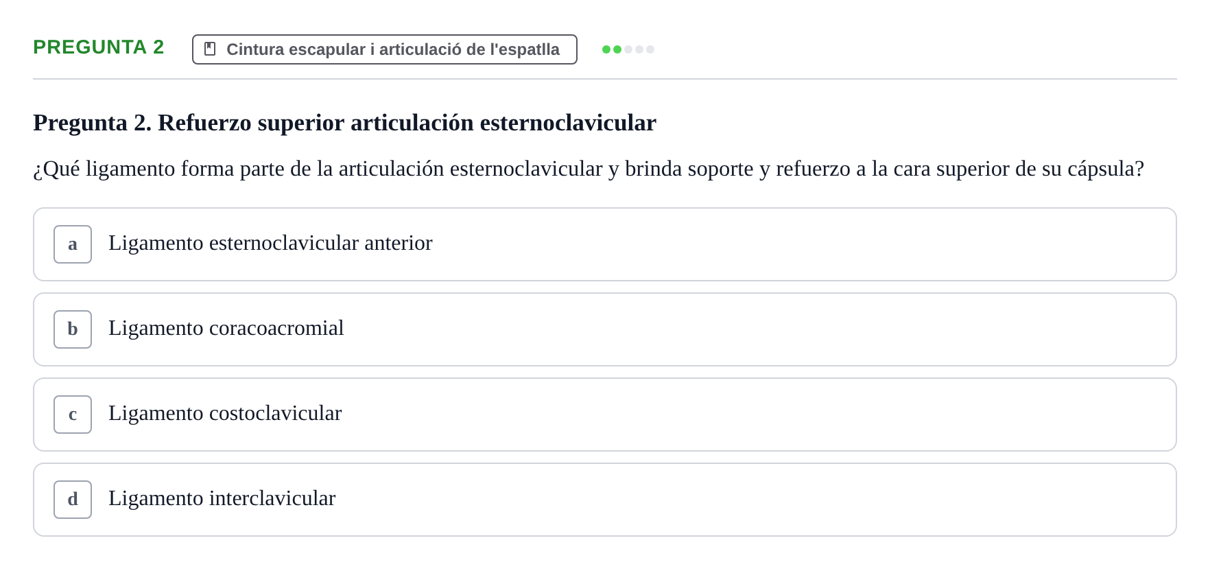 Enunciado: Pregunta 2 · Anatomía I UAB 2024