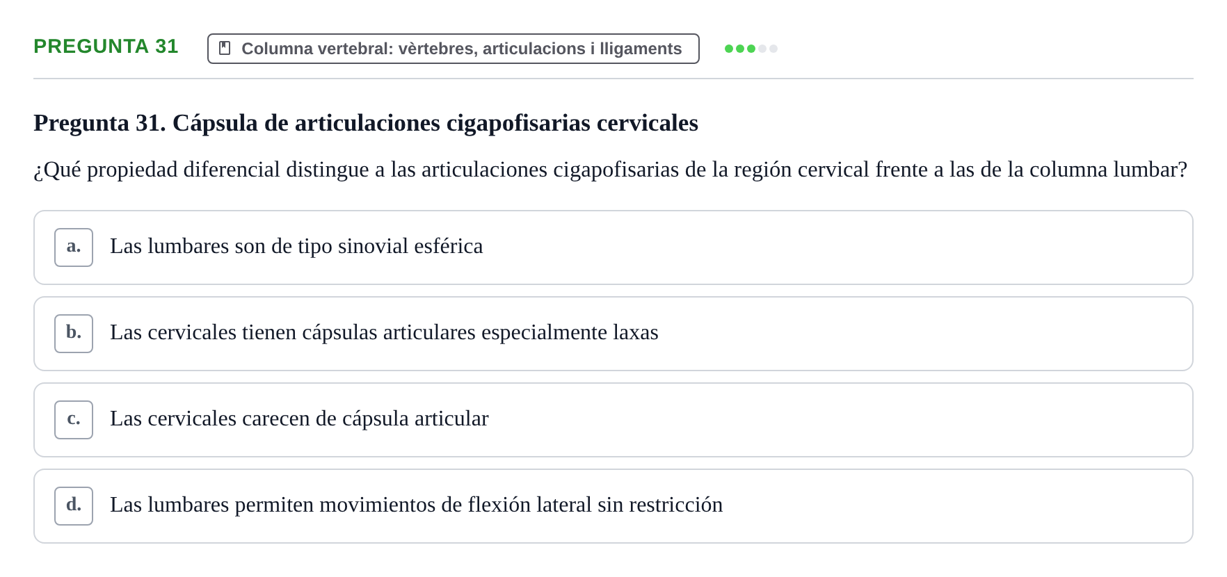 Enunciado: Pregunta 31 · Anatomía I UAB 2024
