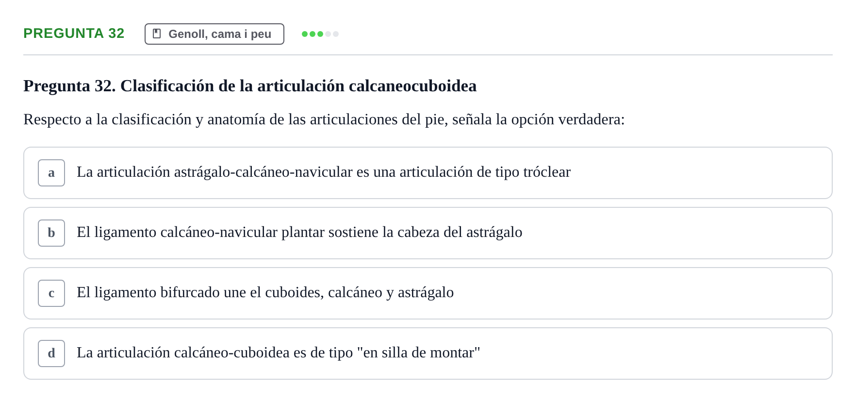 Enunciado: Pregunta 32 · Anatomía I UAB 2024
