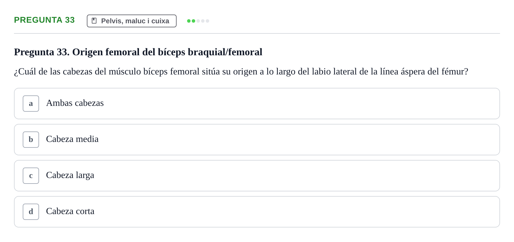 Enunciado: Pregunta 33 · Anatomía I UAB 2024