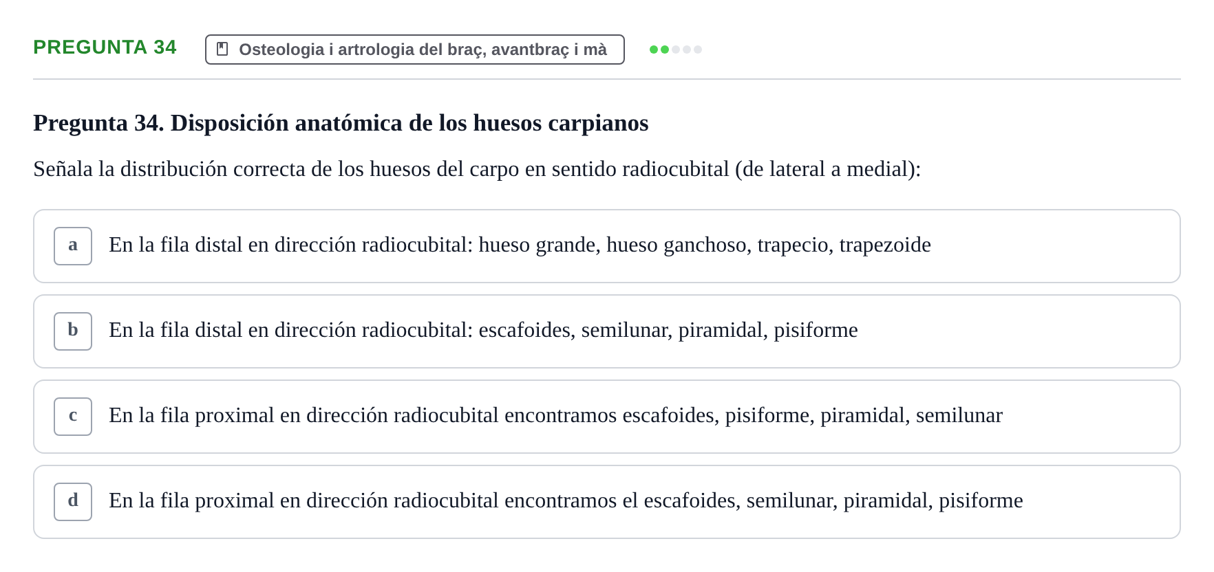 Enunciado: Pregunta 34 · Anatomía I UAB 2024