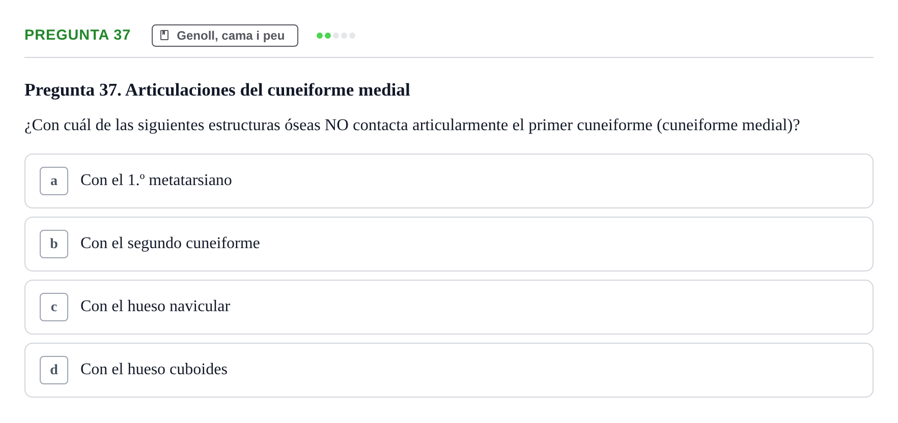 Enunciado: Pregunta 37 · Anatomía I UAB 2024
