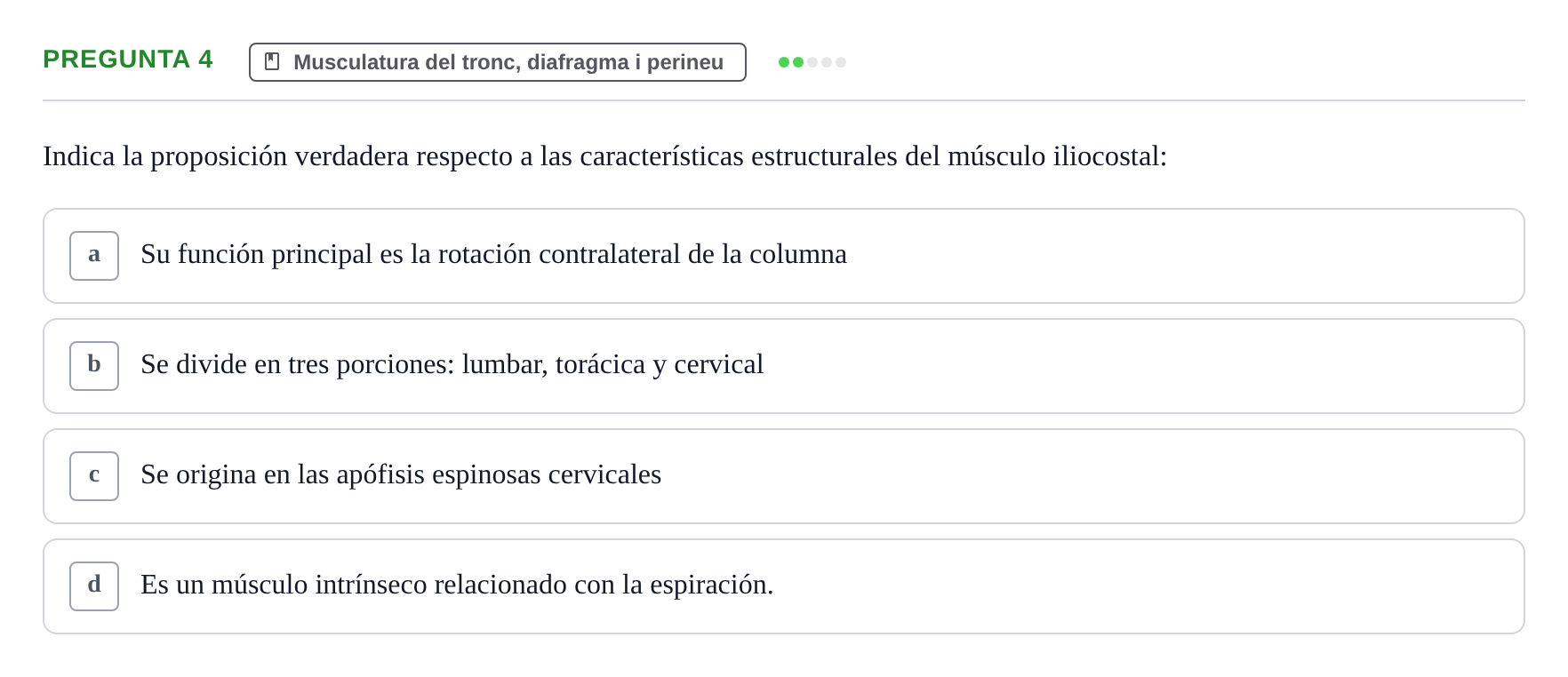 Enunciado: Pregunta 4 · Anatomía I UAB 2024