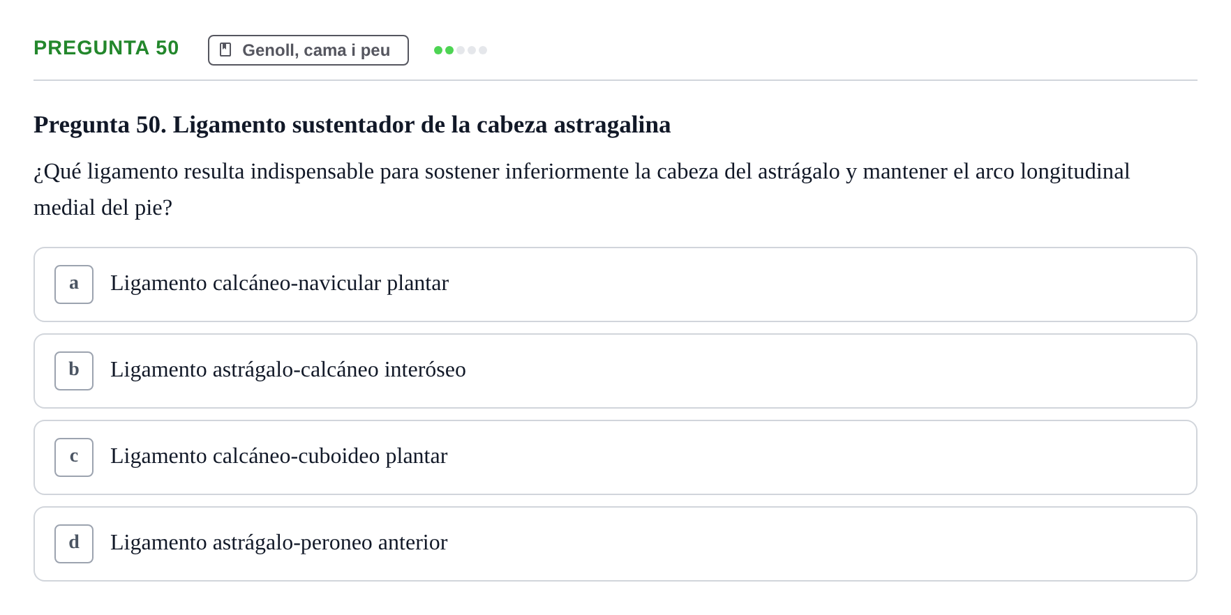 Enunciado: Pregunta 50 · Anatomía I UAB 2024