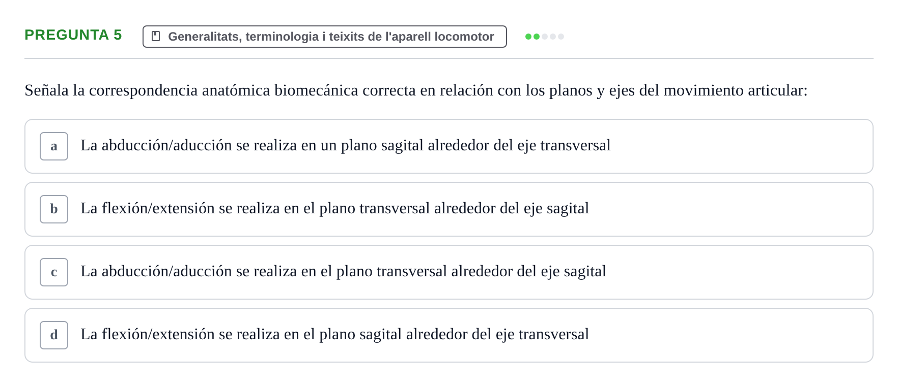 Enunciado: Pregunta 5 · Anatomía I UAB 2024