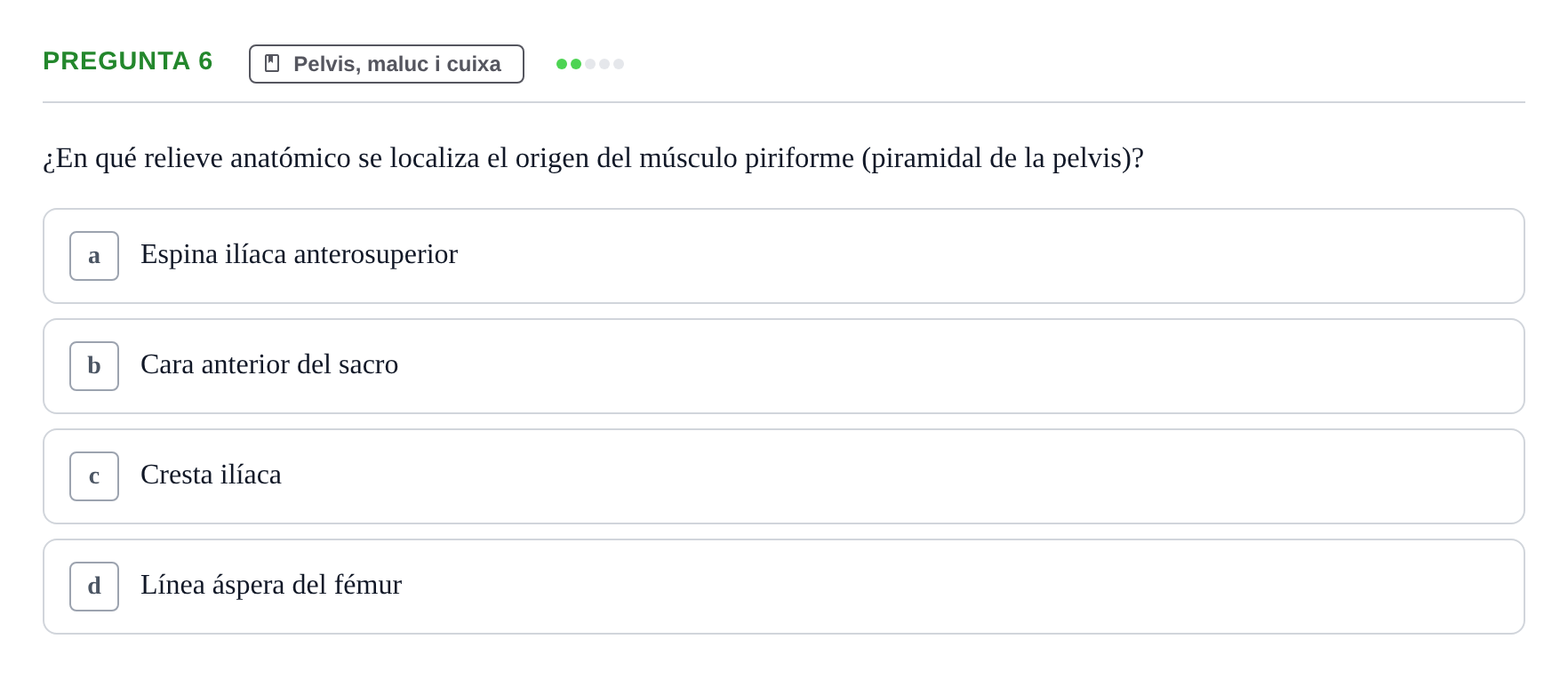 Enunciado: Pregunta 6 · Anatomía I UAB 2024