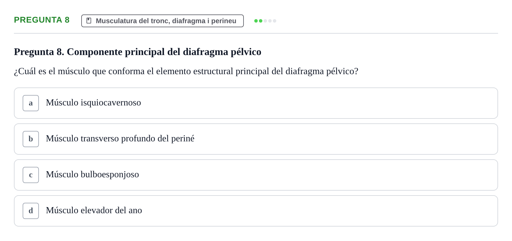 Enunciado: Pregunta 8 · Anatomía I UAB 2024