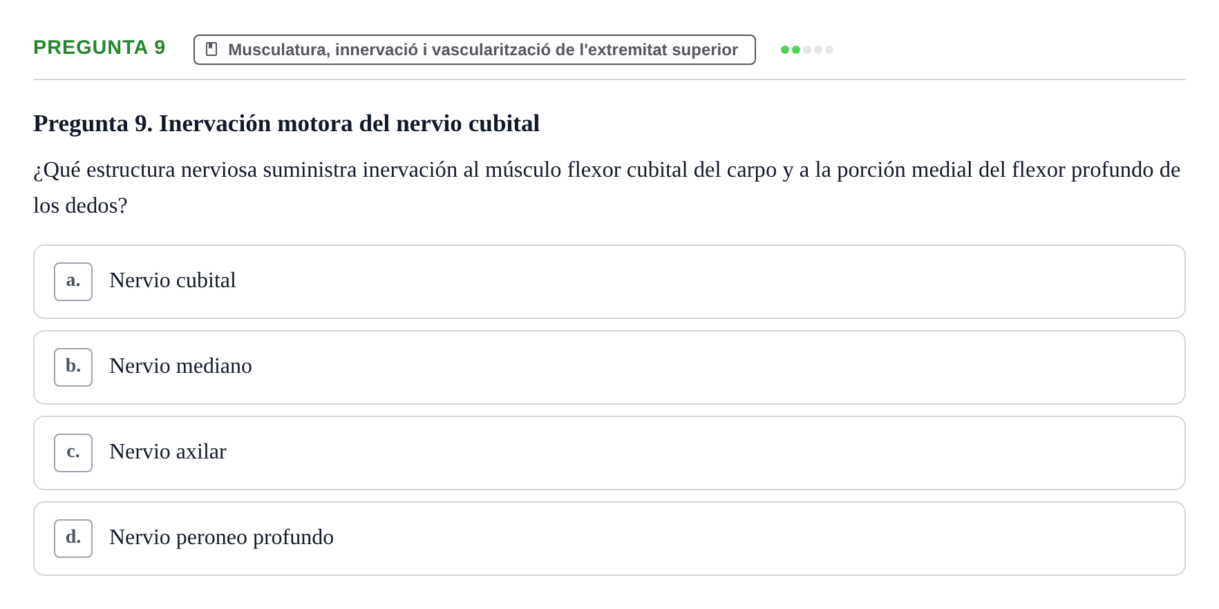 Enunciado: Pregunta 9 · Anatomía I UAB 2024