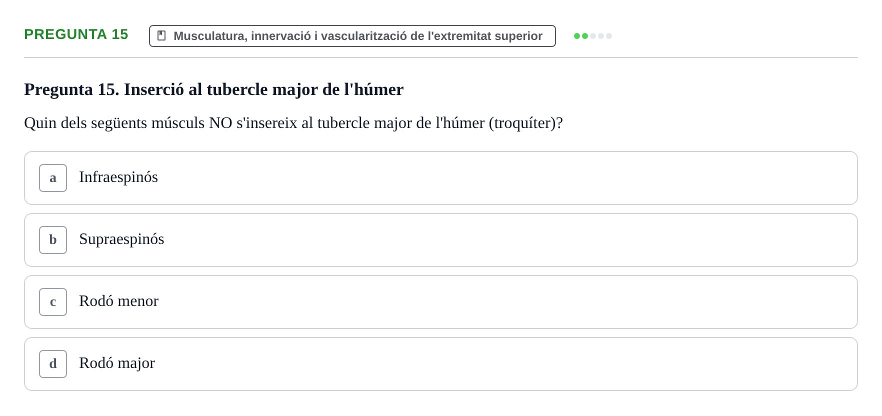Enunciado: Pregunta 15 · Anatomía I UAB 2023