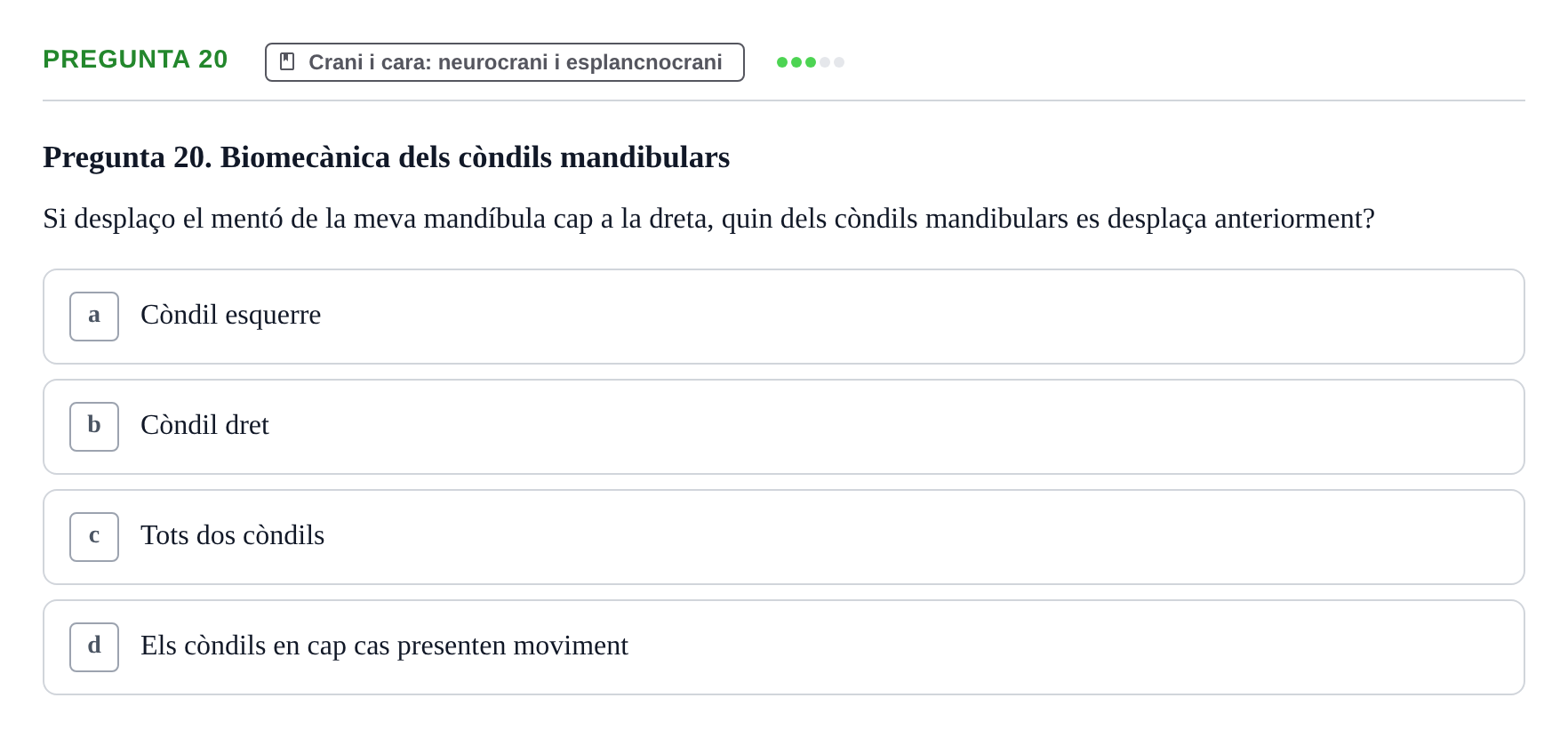 Enunciado: Pregunta 20 · Anatomía I UAB 2023