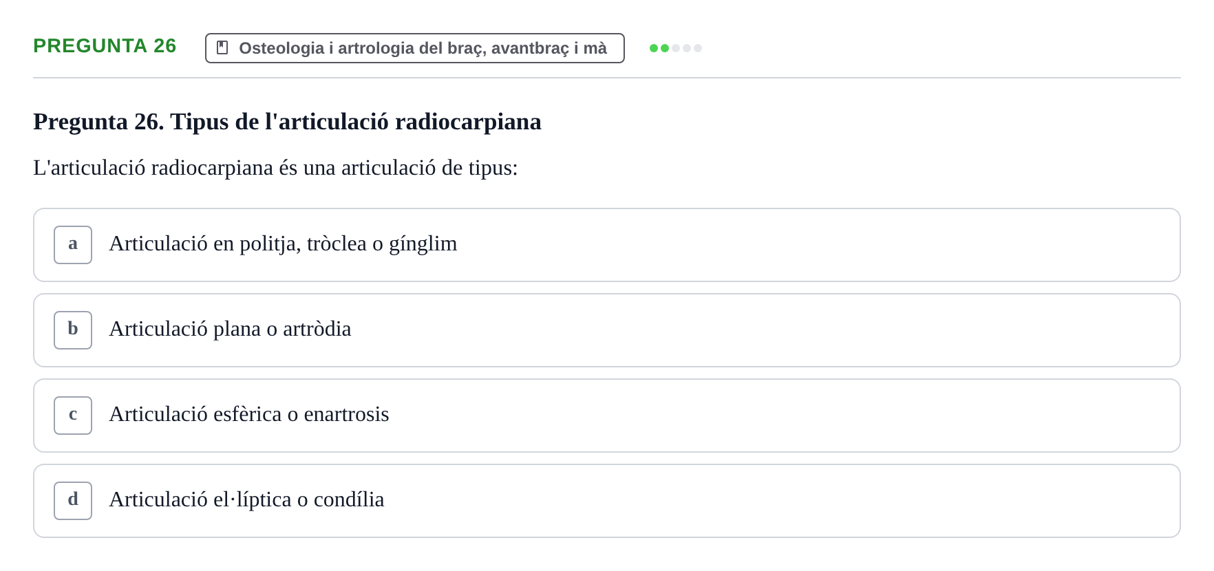 Enunciado: Pregunta 26 · Anatomía I UAB 2023