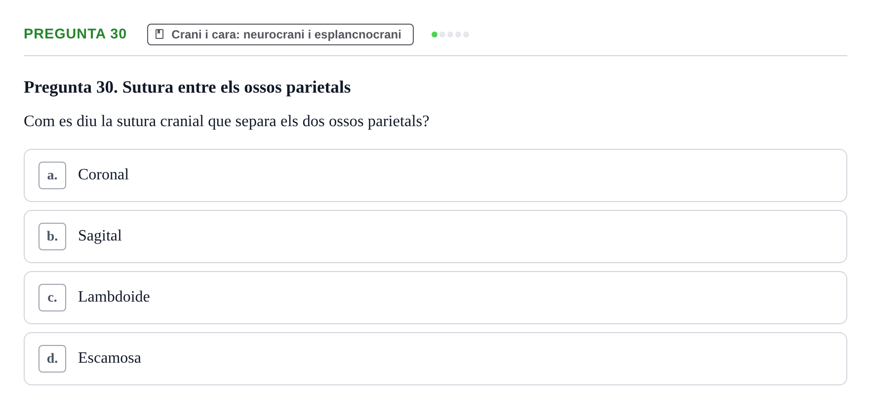 Enunciado: Pregunta 30 · Anatomía I UAB 2023
