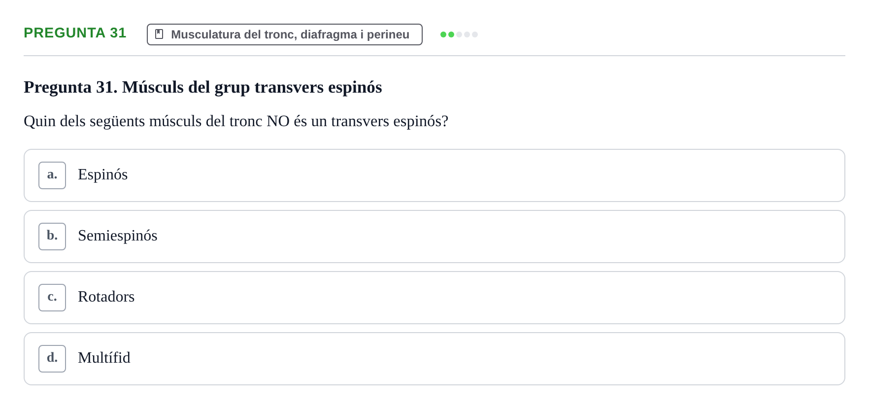 Enunciado: Pregunta 31 · Anatomía I UAB 2023