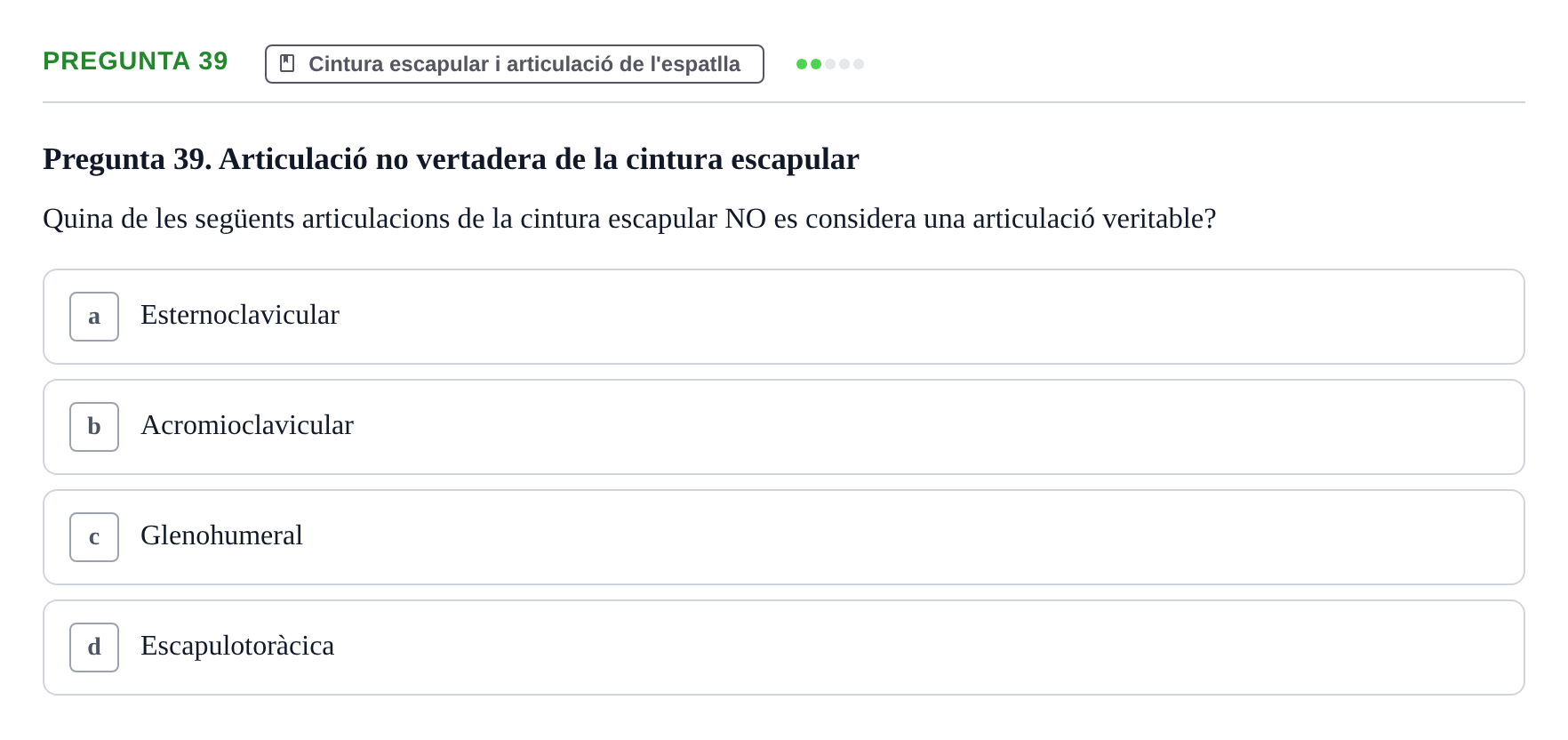 Enunciado: Pregunta 39 · Anatomía I UAB 2023