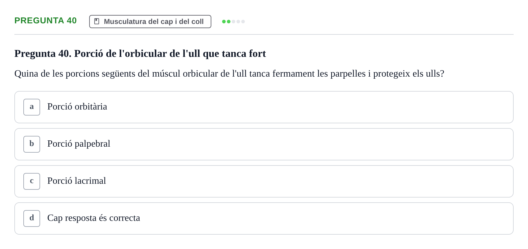 Enunciado: Pregunta 40 · Anatomía I UAB 2023