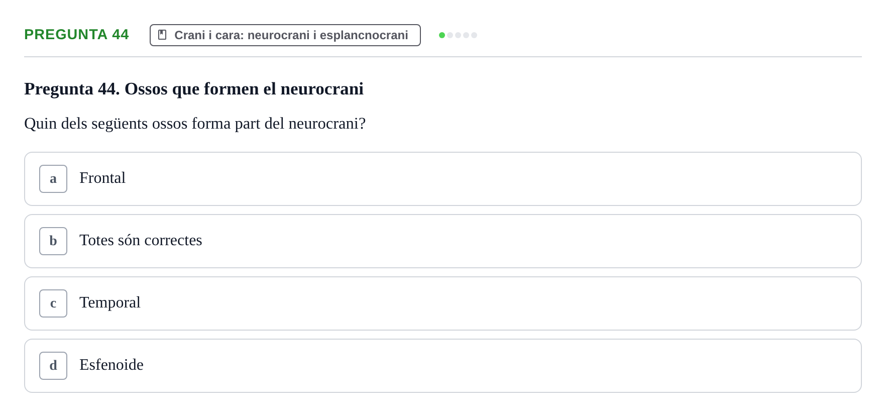 Enunciado: Pregunta 44 · Anatomía I UAB 2023