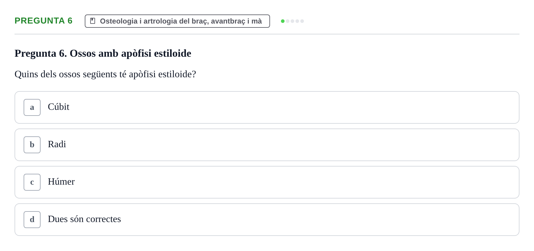 Enunciado: Pregunta 6 · Anatomía I UAB 2023