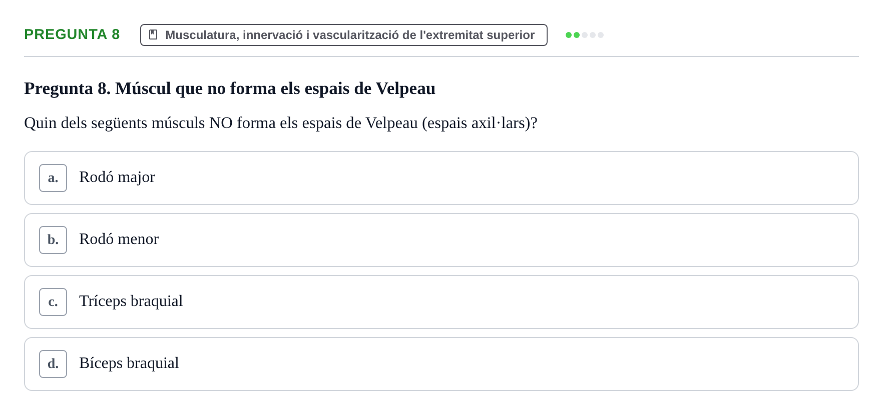 Enunciado: Pregunta 8 · Anatomía I UAB 2023