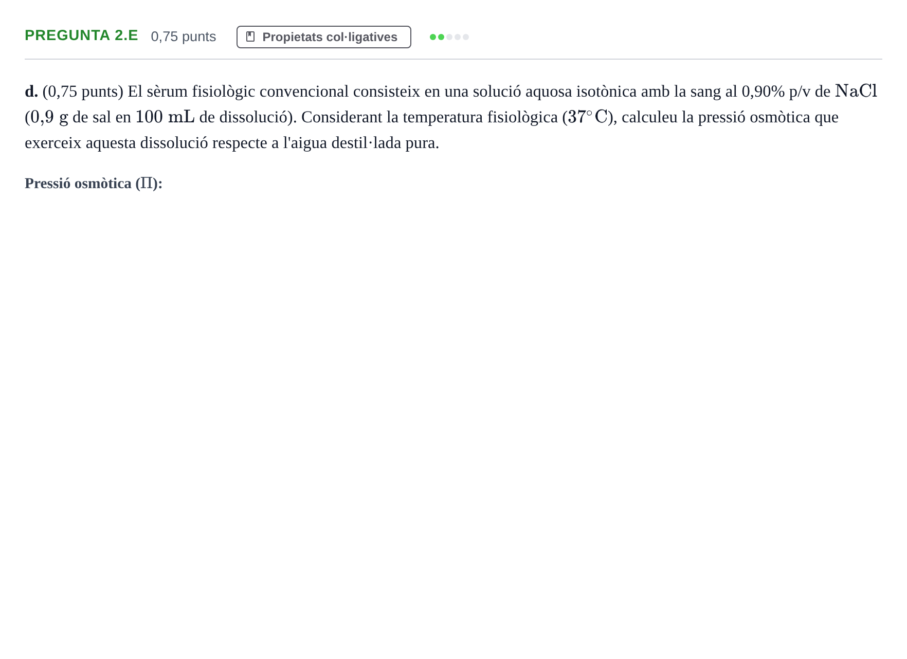 Enunciado: Pregunta 2.e · Química Física I UB 2023