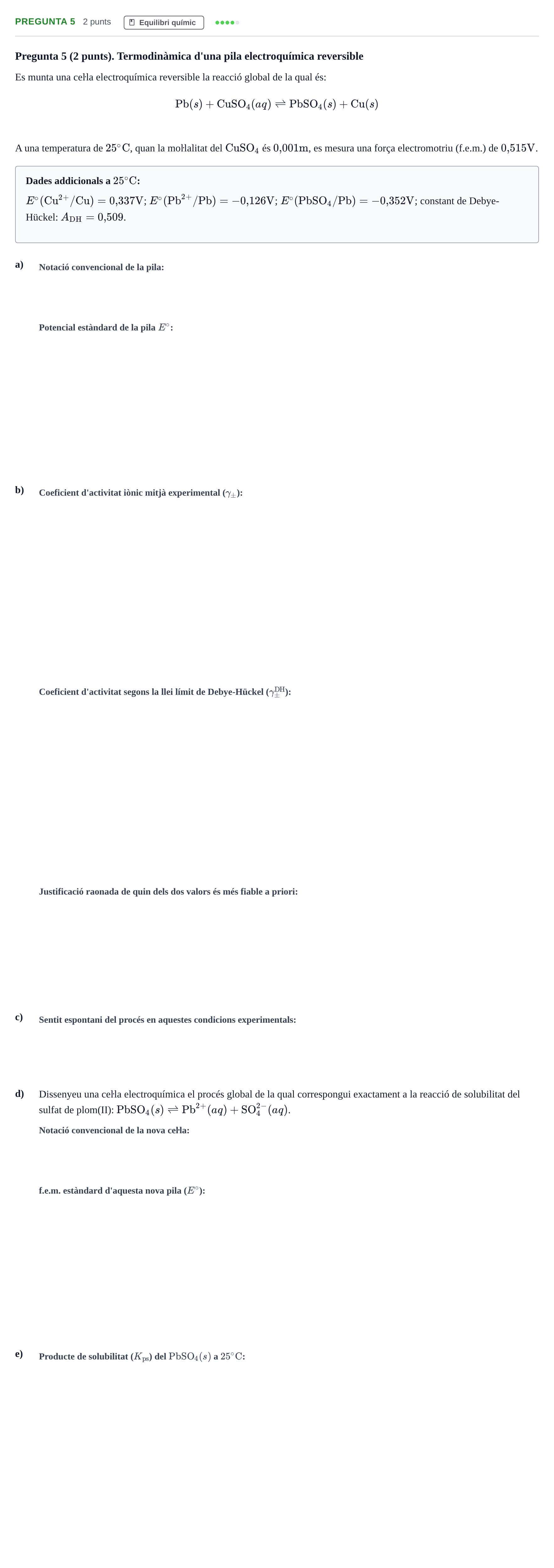 Enunciado: Pregunta 5 · Química Física I UB 2023