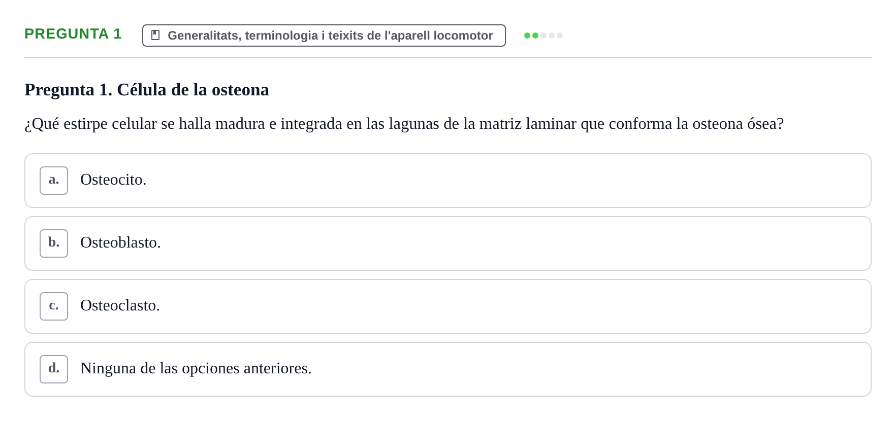 Enunciado: Pregunta 1 · Anatomía I UAB Examen de Anatomía I