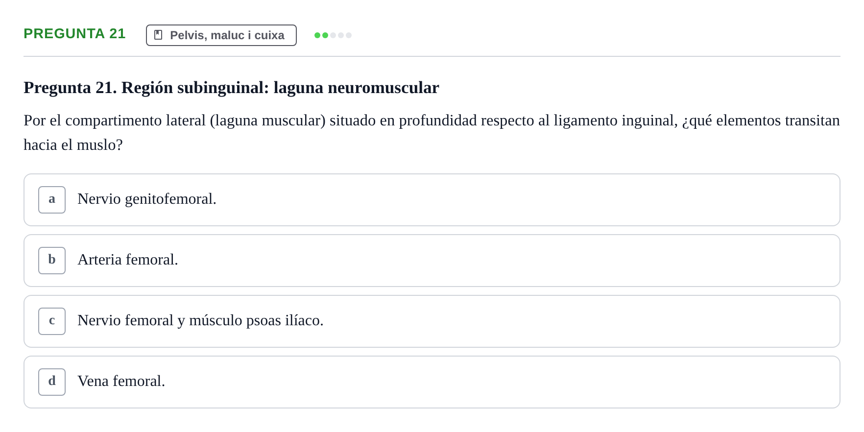 Enunciado: Pregunta 21 · Anatomía I UAB Examen de Anatomía I