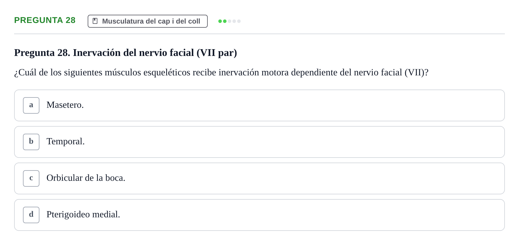 Enunciado: Pregunta 28 · Anatomía I UAB Examen de Anatomía I