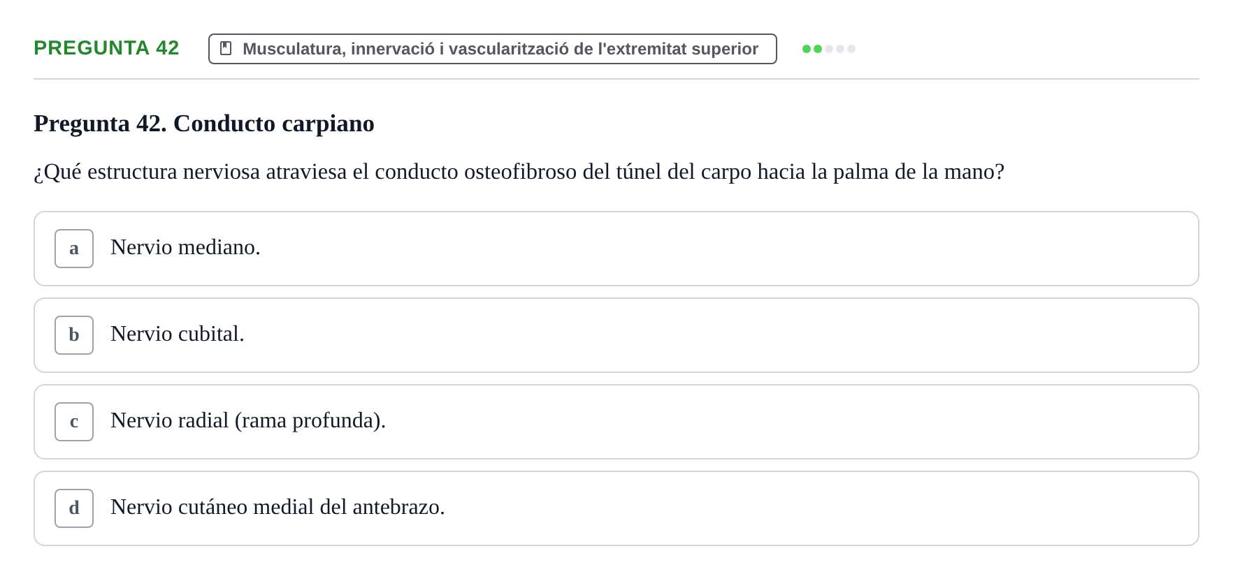 Enunciado: Pregunta 42 · Anatomía I UAB Examen de Anatomía I