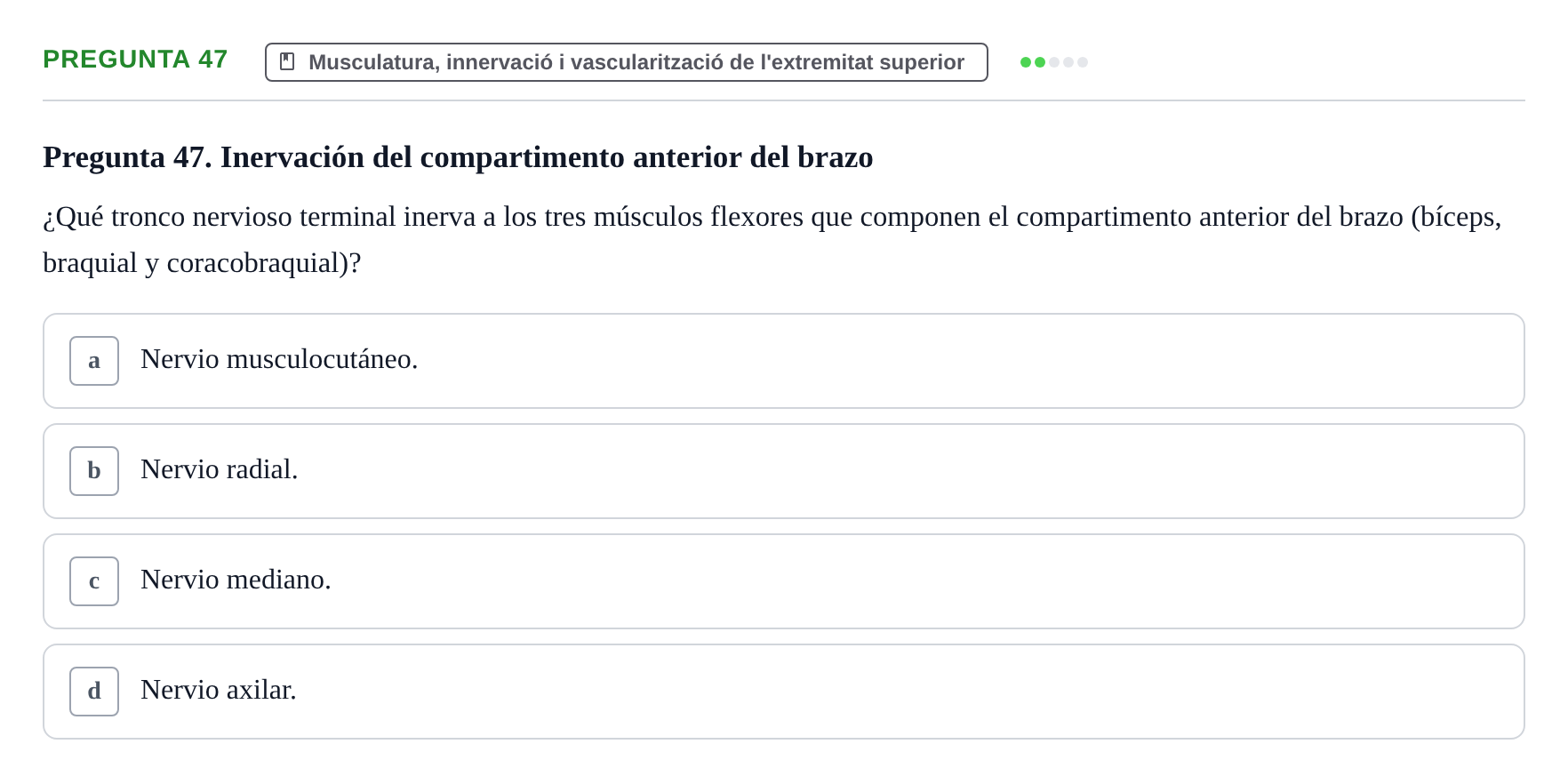 Enunciado: Pregunta 47 · Anatomía I UAB Examen de Anatomía I