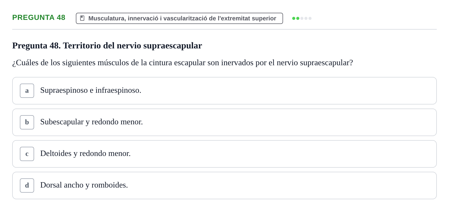 Enunciado: Pregunta 48 · Anatomía I UAB Examen de Anatomía I
