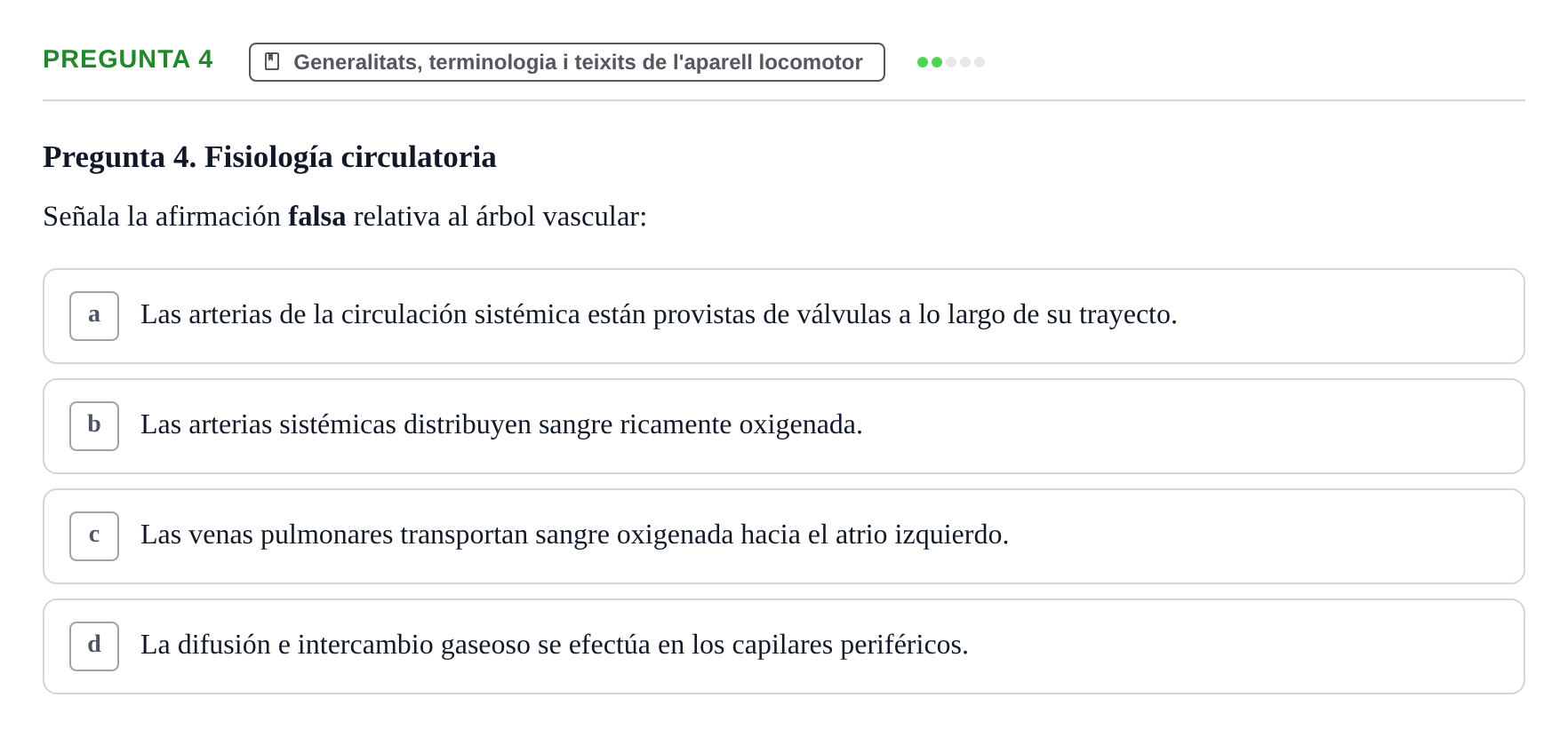 Enunciado: Pregunta 4 · Anatomía I UAB Examen de Anatomía I
