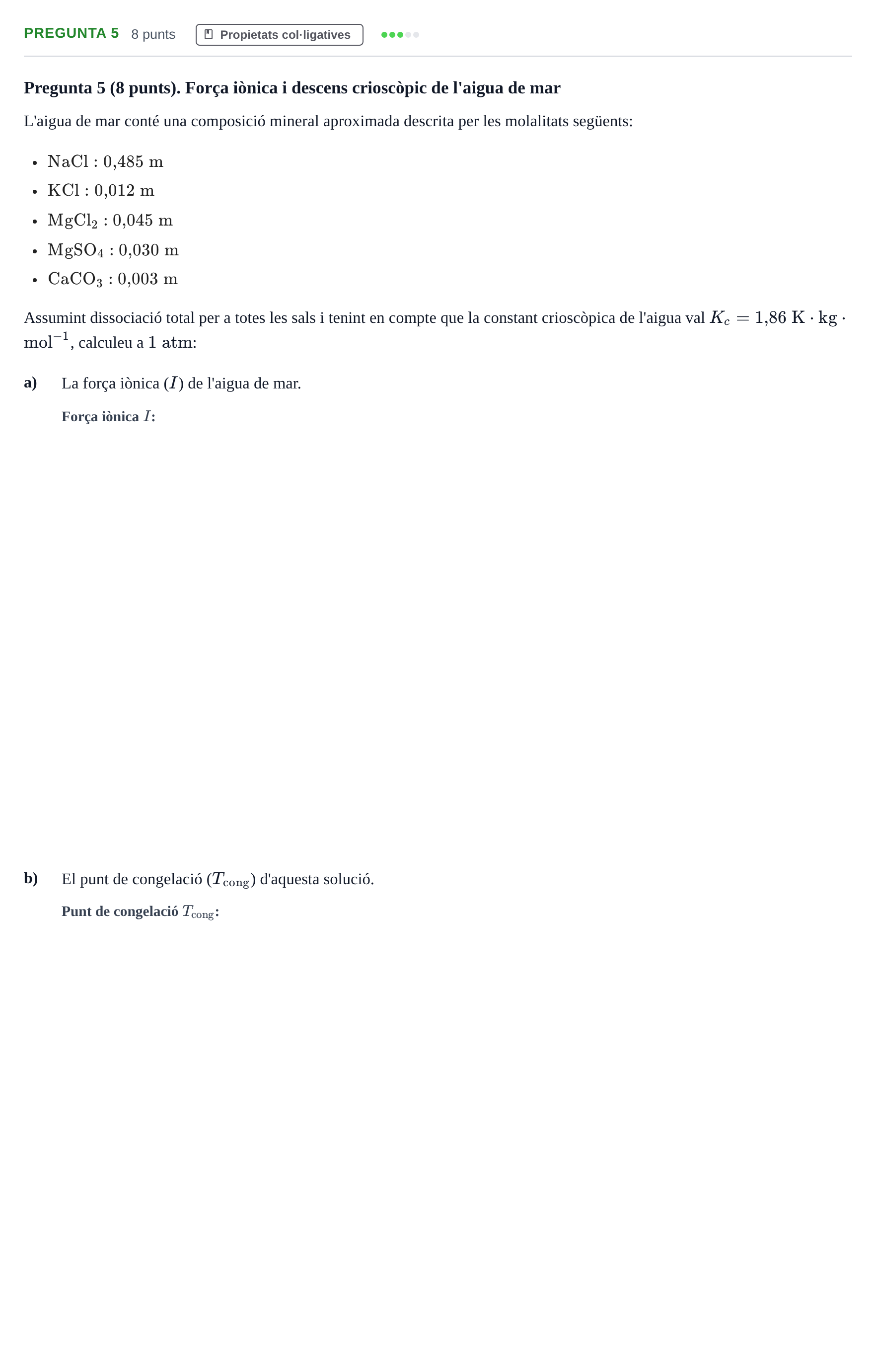 Enunciado: Pregunta 5 · Química Física I UB Juny 2024
