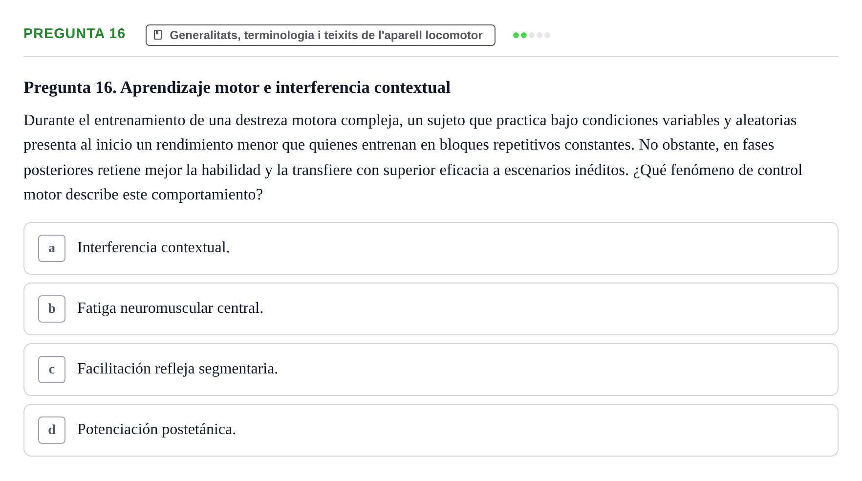 Enunciado: Pregunta 16