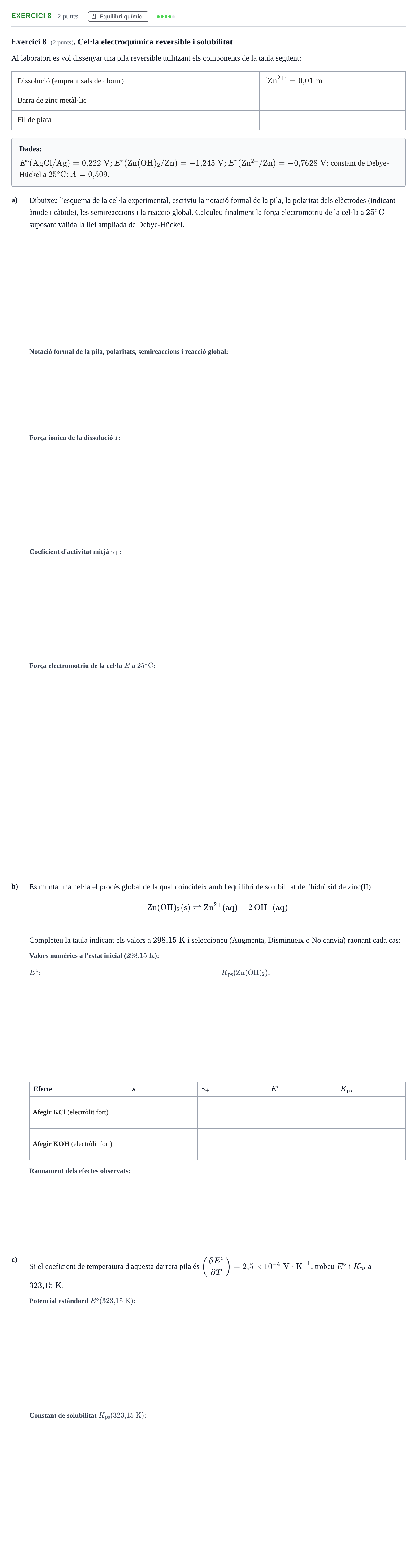 Enunciado: Exercici 8 · Química Física I UB 2025