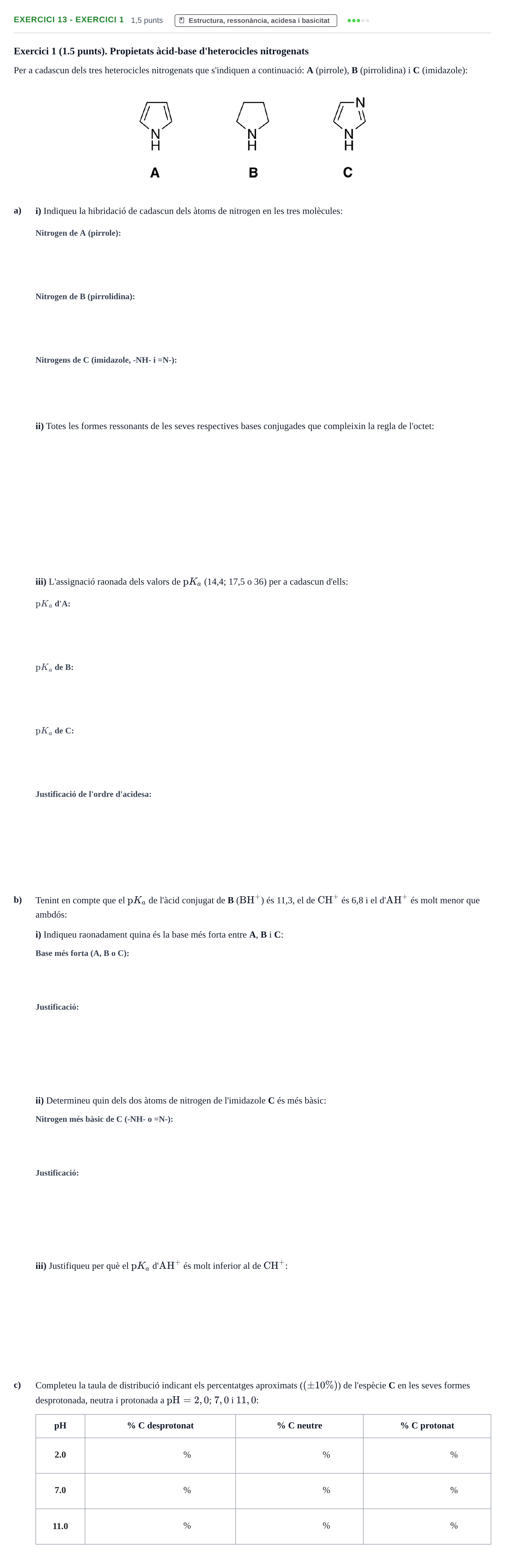 Enunciado: Ejercicio 13 - Exercici 1 · Química Orgánica II UB 2019