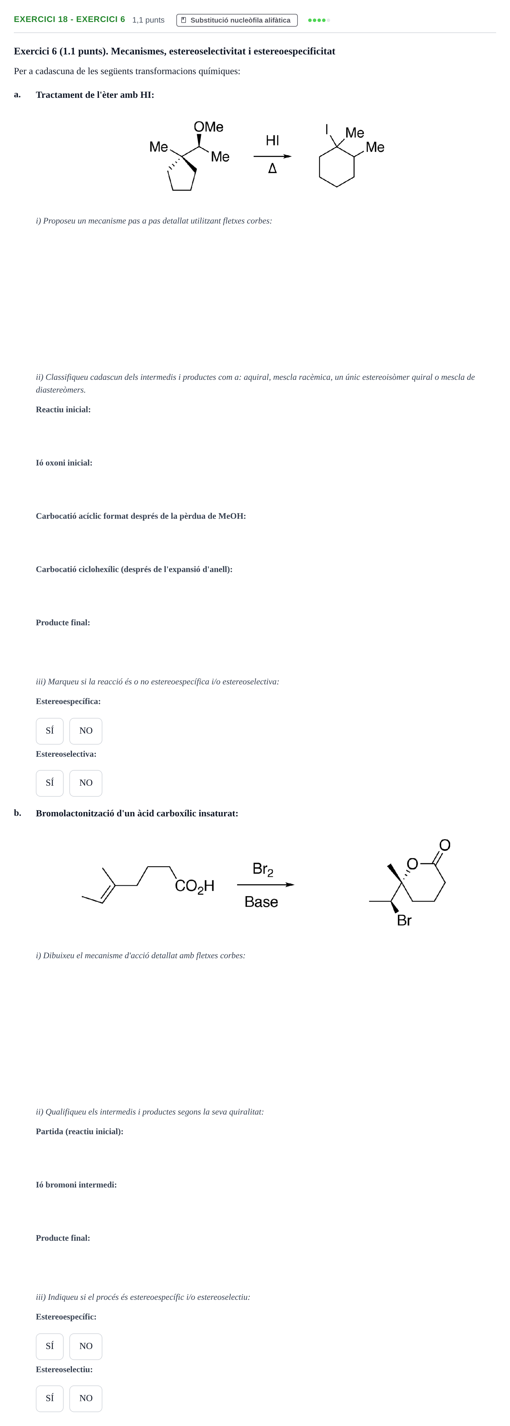 Enunciado: Ejercicio 18 - Exercici 6 · Química Orgánica II UB 2019