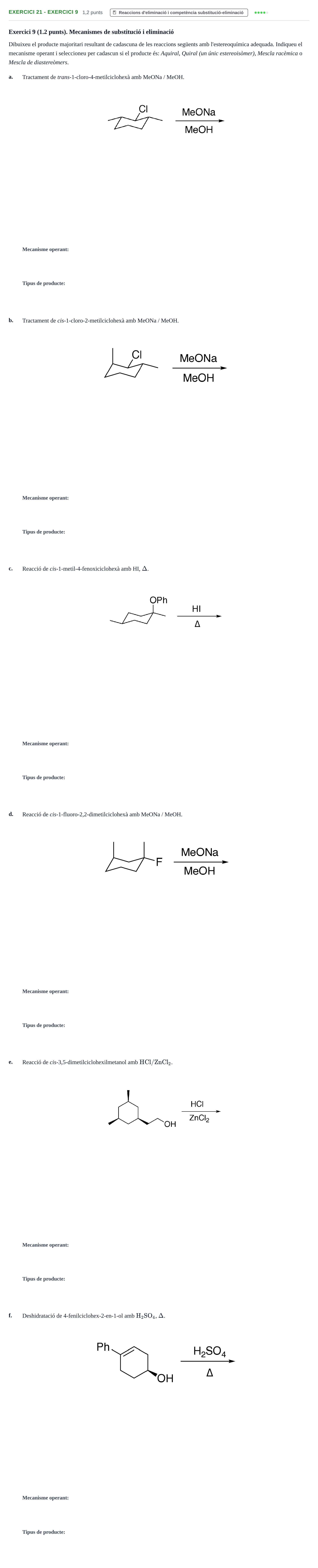 Enunciado: Ejercicio 21 - Exercici 9 · Química Orgánica II UB 2019