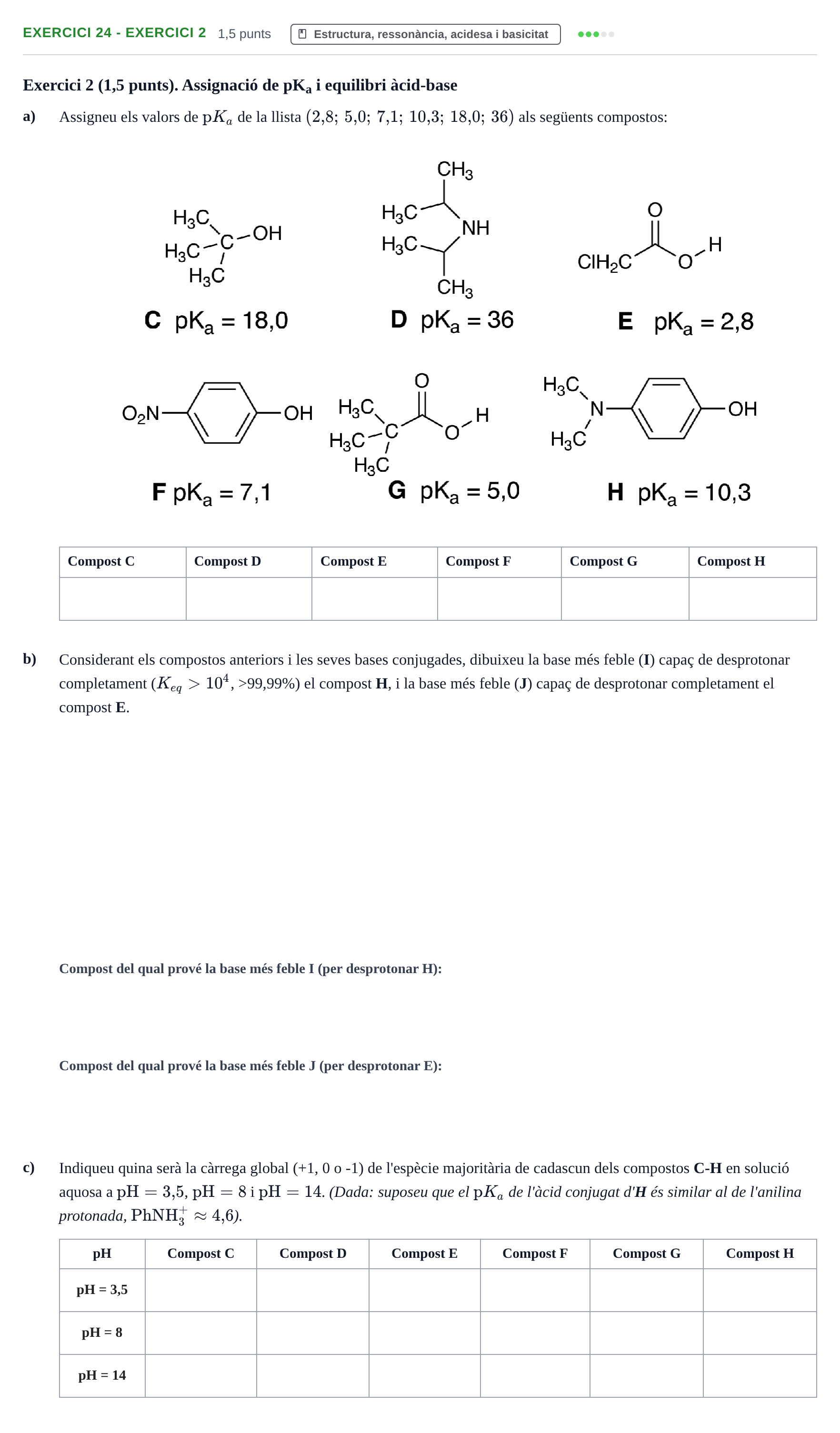 Enunciado: Ejercicio 24 - Exercici 2 · Química Orgánica II UB 2019